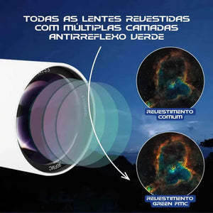 Telescópio Refrator 90mm com Montagem Altazimute e Tripé