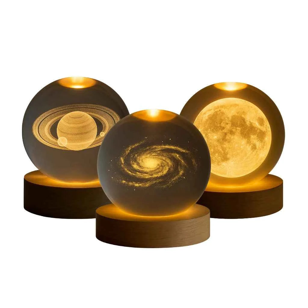 Mini Luminária 3D de Cristal Astronômica