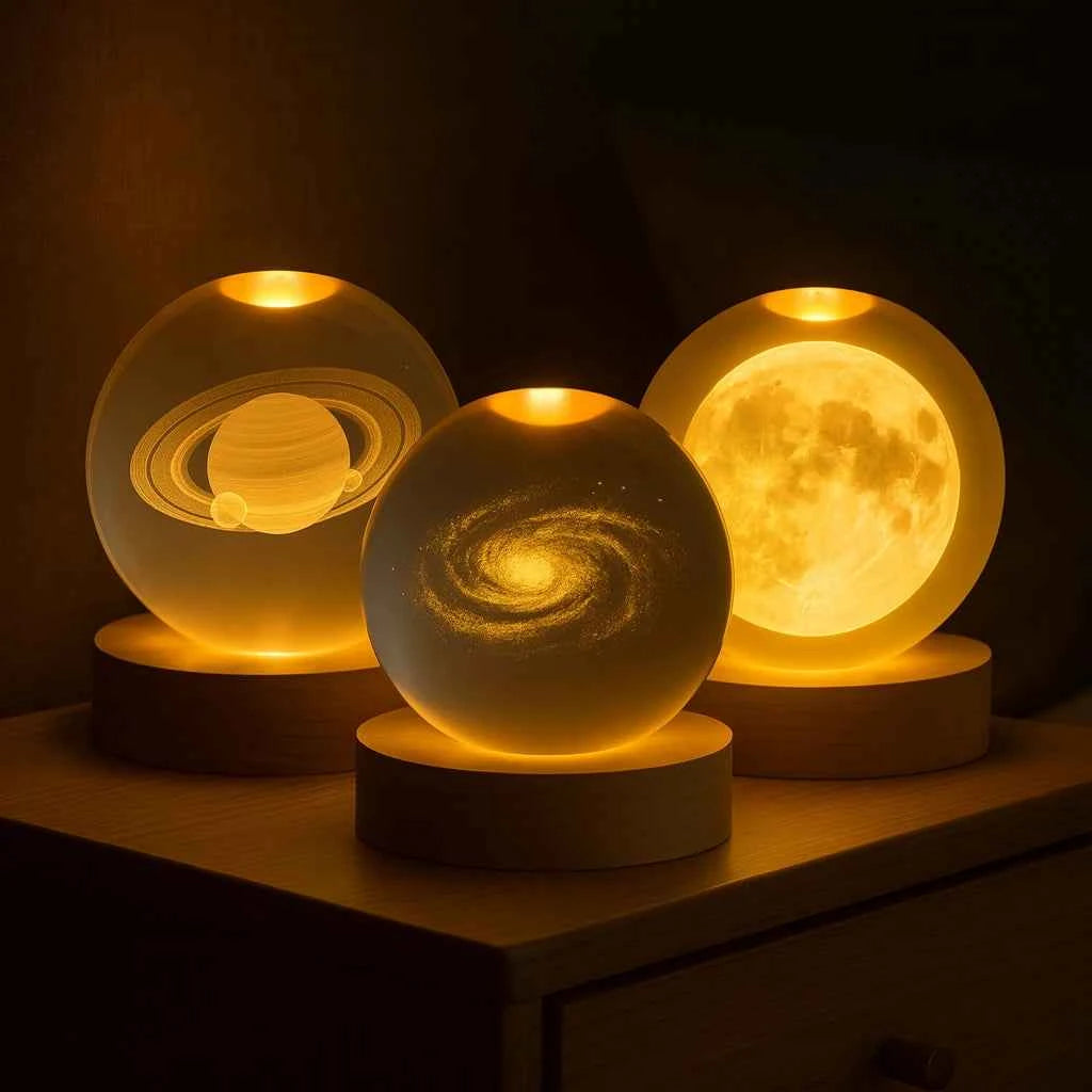Mini Luminária 3D de Cristal Astronômica