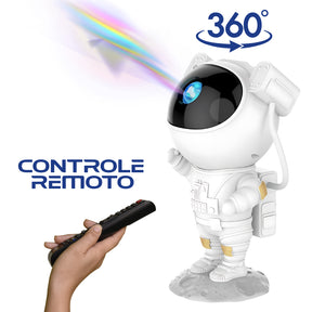 Luminária Astronauta Projetor de Galáxias com Controle Remoto