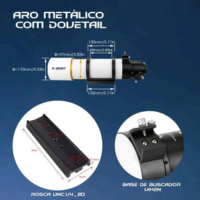Telescópio Refrator Svbony SV48P 90mm com Tripé e Montagem SV225
