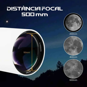 Telescópio Refrator 90mm com Montagem Altazimute e Tripé